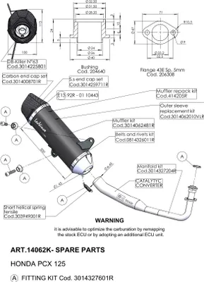 Obrázok produktu pre Kryt tlmiča výfuku LeoVince náhradný diel kryt zadného tlmiča, 300 mm, čierny, pravý