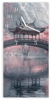 Produktbild von Wanduhr aus Glas mit Motiv Japanischer Garten- 30 x 60 cm - inkl. Aufhängesystem
