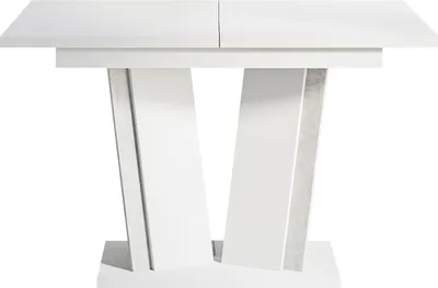Produktbild von MIRJAN24 Ausziehbarer Tisch Doha II, Esszimmer Esstich, Rechteck, 120-160 cm (Farbe: Weiß Hochglanz / Beton)