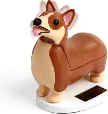 Produktbild von Elroy Solar Corgi Hund Königliches Geschenk Wackelfigur Solarbetrieben 7cm