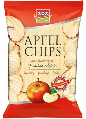 Zdjęcie produktu dla Chrupki jabłkowe XOX chrupiące owocowe i idealne na przekąskę 40g