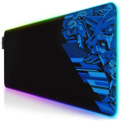 Imagen del producto de Alfombrilla para ratón de juego Titanwolf RGB, tamaño XL (800 x 300 mm), mejora la precisión y la velocidad, color azul vectorial