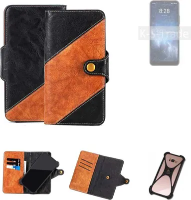 Produktbild von K-S-Trade Handyhülle Schutzhülle Bookstyle Case Wallet-Case kompatibel mit Sharp Rouvo V Handy Cover Bumper Klapphülle schwarz hellbraun 1x