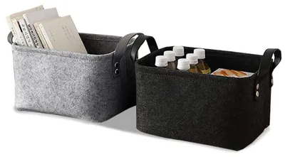 Produktbild von Omgoods – Set aus 2 Filz-Aufbewahrungsboxen mit Tragegriffen