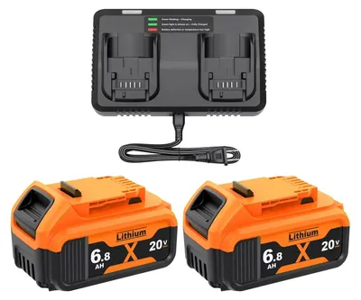 Image de Kit chargeur-batterie 18 V/20 V Max DCB200 avec 2 batteries Li-ion - 6,8 Ah + 6,0 Ah - Remplacement du DCB200 - Pour perceuses-visseuses sans fil et outils électriques