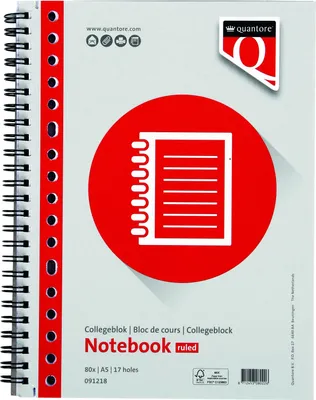 Produktbild von Quantore - Vorlesungsblock A5-Linie 17-Loch 80 Blatt 70gr | 5 Stück
