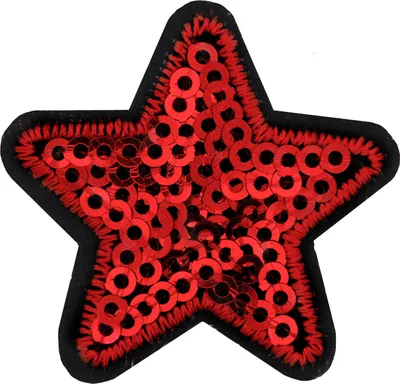 10 Pailletten Aufbügler, Aufnäher Stern 35mm, rot