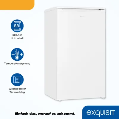 Produktbild von Exquisit Vollraumkühlschrank KS116-V-042E weiss | Nutzinhalt: 88 L | Glasablagen | 55cm Breite | Ohne Gefrierfach
