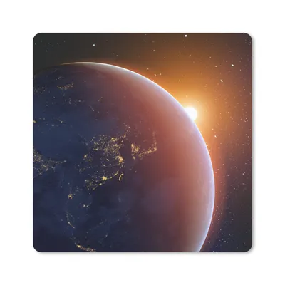 Produktbild von MuchoWow® Mauspad Mousepad Sonnenaufgang über der Erde 30x30 cm - Mousepads - Maus Mat - Pad - Mausunterlage - Gaming