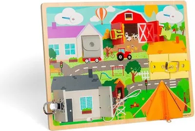 Produktbild von BigJigs Lernspielzeug Lebenskompetenzen Motorikbrett Holzspielzeug
