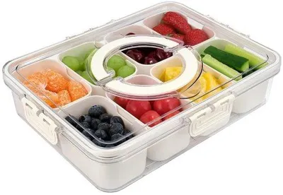 Produktbild von Famanu Snacktray 8 Fächer - Transparenter Organizer - Wiederverwendbares Plastik - 31 x 24 x 7 cm