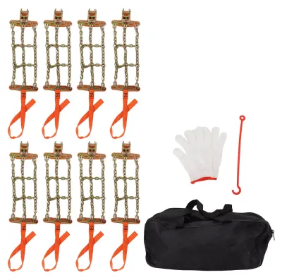 Immagine prodotto di 8 confezioni di catene da neve per pneumatici, antiscivolo, regolabili, catene di trazione universali per pneumatici da 165 mm a 265 mm