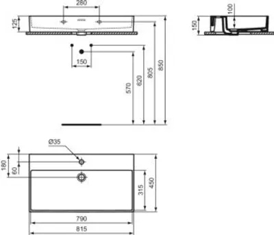 Produktbild von IDEAL STANDARD R0537V1 Waschtisch Extra 815 mm 1 Hahnloch