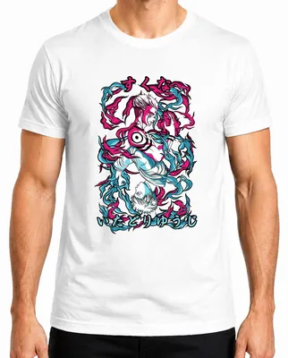 Produktbild von Jujutsu Kaisen Itadori Yuji Sukuna Anime Ästhetik düster Flammen Herren T-Shirt, Weiß, L
