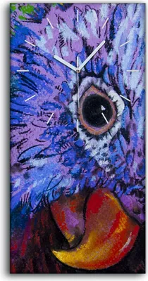 Produktbild von Küchenuhr Bürouhr Leinwand Uhr 30x60 Gemälde Abstrakte Tier Vogel Papagei Kunst - weiße Hände