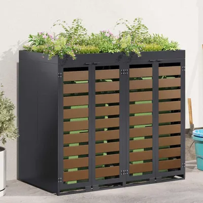 Produktbild von Möbel Wagenmüllbehälter für 2 Behälter Stahl Anthrazit - Mülltonnenboxen &25793