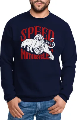 Produktbild von Herren Sweatshirt Motorrad Biker Vintage Retro Rundhals-Pullover Neverless® navy L