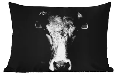 Produktbild von MuchoWow® Outdoor Kissen - Tiere - Kuh - Schwarz - Weiß - Kuhkopf - 60x40 cm - Wetterfest - Lounge Kissen - Zierkissen - Kissen für Innenräume