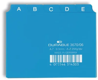 Produktbild von Leitregister A-Z A7quer PP 25-teilig blau Packung mit 80 Stück