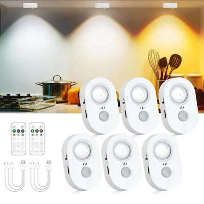 Produktbild von Wiederaufladbare LED Unterbauleuchte 6er Set mit Sensor 3000K 6500K magnetisch Klebepad Licht für Zuhause