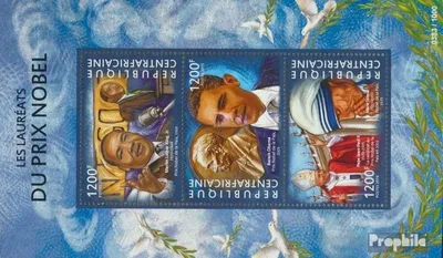 Produktbild von Briefmarken Zentralafrikanische Republik 2015 Mi 5553-5555 Kleinbogen (kompl. Ausgabe) postfrisch Nobelpreis