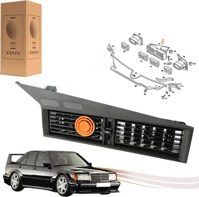 Produktbild von Lüftungsdüse Mitte Schwarz kompatibel für Mercedes-Benz 190 W201 Luftausströmer