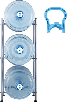 Image de SucceBuy Support de pichet d'eau à 3 niveaux, support de bouteille de 5 gallons, support de pichet d'eau robuste pour la cuisine, le bureau, le salon, argenté
