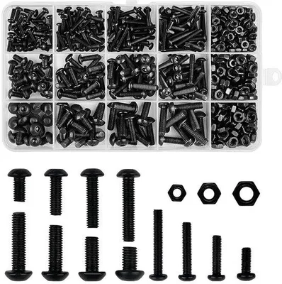 Image de Jeu de vis noires M3-M5, 500 pièces, vis à six pans