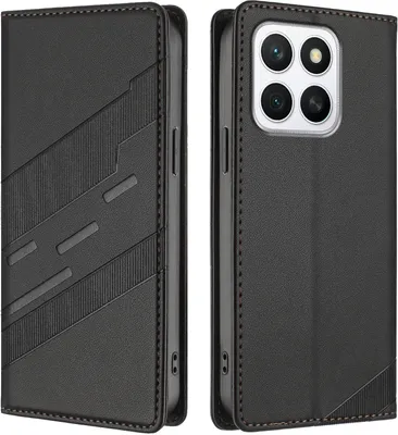 Produktbild von Hülle für Honor X8C, Kunstleder Brieftaschen Handyhülle mit Kartenfach und Standfunktion Schwarz