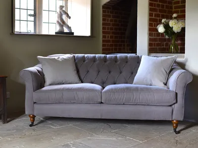 Obrázek produktu pro Chesterfield, pohovka pro 3 osoby, čalouněná látkou, sedací souprava, pohovky pro 3 osoby