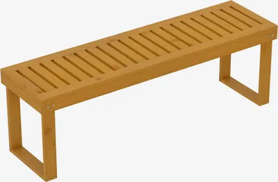 Image de Outsunny Banc de jardin, banc en bois de pin 2 places, banquette de jardin, assise š€ lattes, 132 x 34 x 43 cm, bois naturel