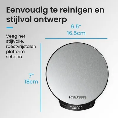 Productafbeelding van Keukenweegschaal met LCD Display - met Tarra Functie - 1 tot 5kg - Elektronische Weegschaal voor Keuken - 1g Nauwkeurig - Zilver