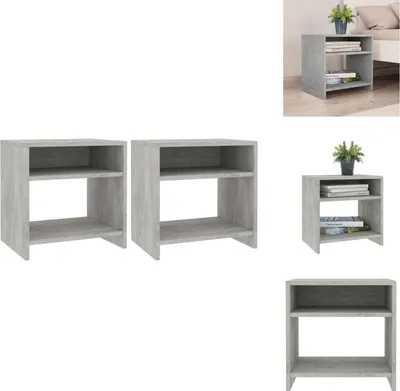 Image de vidaXL Tables de chevet 2 pcs. Gris béton 40x30x40 cm Bois composite - Tables de chevet
