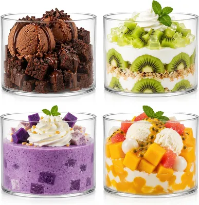Immagine prodotto di Ciotole per dessert, capacità 400 ml, set da 6, in vetro, ideali per budini