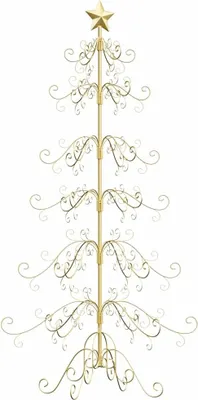 Image de vidaXL Sapin de Noël en métal doré 180 cm Acier revêtu par poudre