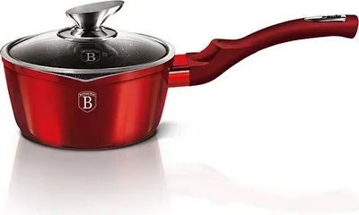 Produktbild von Berlinger Haus BH-1525 Burgundy Metallic LINE Kasserolle inkl. Deckel, Aluminium, 16 cm Durchmesser, Induktionsherd-geeignet, Antihaftbeschichtung