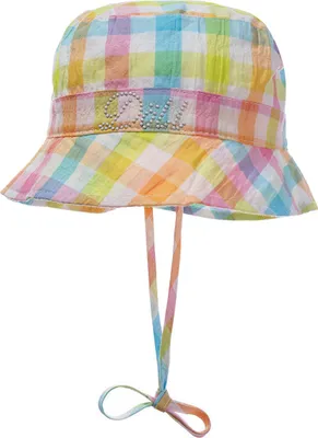 Immagine prodotto di Berretto da bambina a quadri colorati con fiocco in cotone