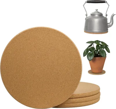 Produktbild von Korkuntersetzer 19 cm, 4 Stücke, für Küche, runde Topfuntersetzer