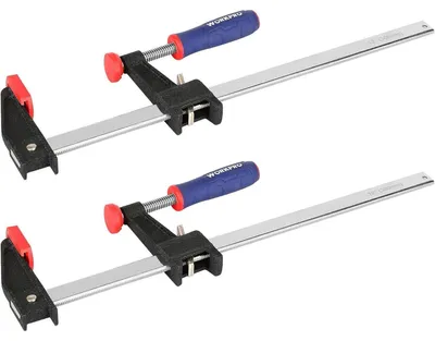 Immagine prodotto di Set di 2 morse a vite, portata di 300 mm, ganasce da 80 mm, forza di serraggio di 272 kg, realizzate in acciaio e nylon