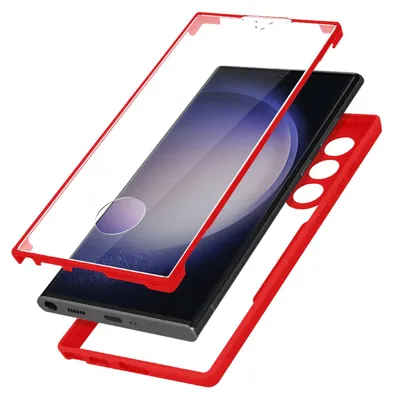 Immagine prodotto di Avizar, custodia protettiva a 360 gradi per Galaxy S23 Ultra, resistente agli urti, ibrida, colore rosso
