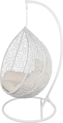 Produktbild von Hängesessel mit Gestell Rattan Korb Hängekorb Polyrattan Gartensessel Weiß
