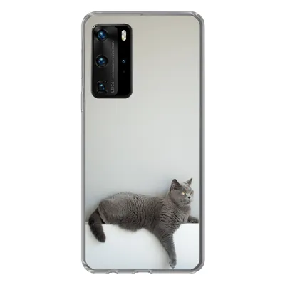 Produktbild von MuchoWow® Handyhülle Schutzhülle Hülle für Huawei P40 Pro Katze - Britisch Kurzhaar - Grau - Mädchen - Kinder - Jungen - Kinder Silikon Softcase Handy Hülle - Schutz
