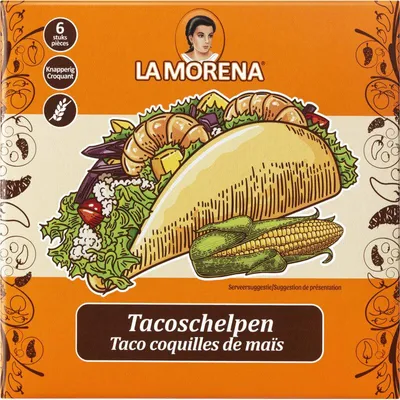 Image de La Morena Tacoschelpen naturel 75 g – coquilles à tacos au maïs authentiques et croustillantes