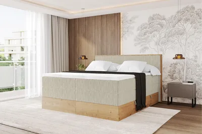 Produktbild von ALTDECOR BOXSPRINGBETT mit 2xBettkasten und Lattenrost, Topper, Boxbett, Polsterbett mit Bettkasten mit Stauraum und Kopfteil mit Matratze H3/H4 - LOLLI9-KING 140x200 Creme