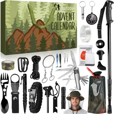 Produktbild von Outdoor-Adventskalender 2025 für Camping und Wandern – 24 Tage mit Campingausrüstung und Wanderbedarf