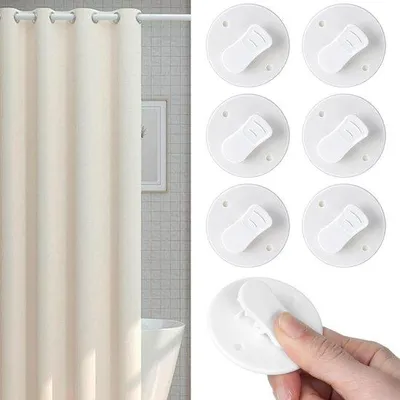 Produktbild von Famanu Duschvorhangclips Set 6 – selbstklebende Spritzschutzclips für Duschvorhänge