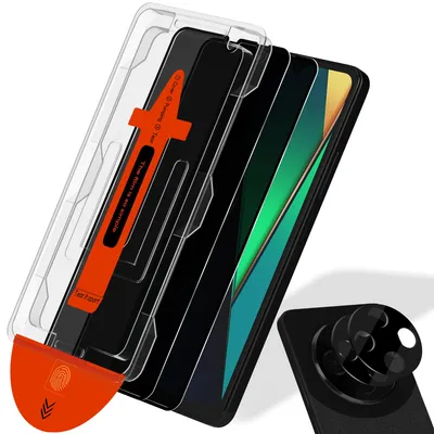 Zdjęcie produktu dla 2-pak Xiaomi Poco C75 Szkło ochronne na ekran Privacy & 2-pak ochrona obiektywu - Szkło hartowane | [Automatyczna instalacja] - Bez bąbelków