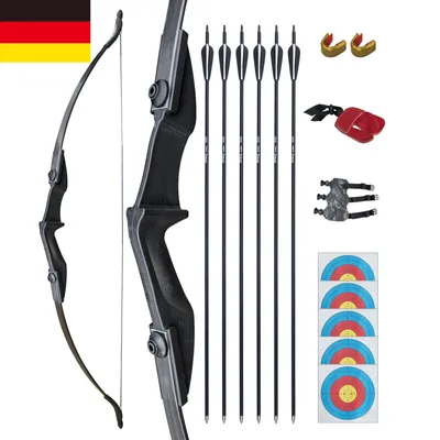 Produktbild von 53 Zoll Recurvebogen Set 40 lbs mit 6 Fiberglaspfeilen, Takedown Jagdbogen für Links- & Rechtshänder, Zubehör inklusive, Bogenschießen Outdoor