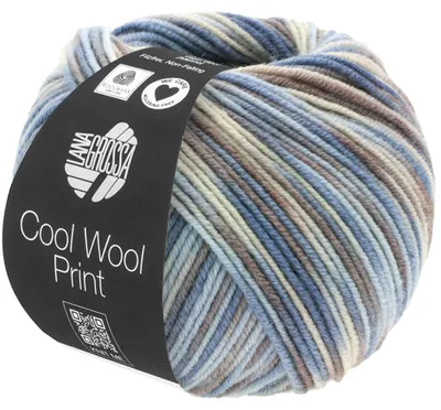 Produktbild von Lana Grossa - Cool Wool Print 0763 hellblau grège graubraun blaugrau