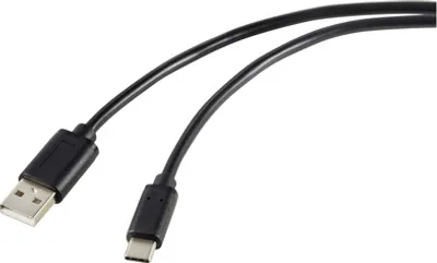 Produktbild von Renkforce USB-Kabel USB 2.0 USB-C® Stecker, USB-A Stecker 1.80 m Schwarz Gesamtschirm RF-5720398 (RF-5720398)
